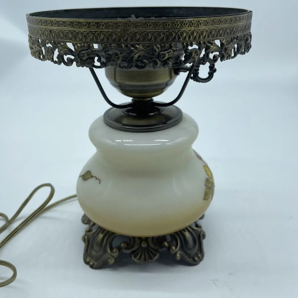 Vintage Electric Parlor Lamp  Hurricane Hand‎ Painted Globe Bottom Only
